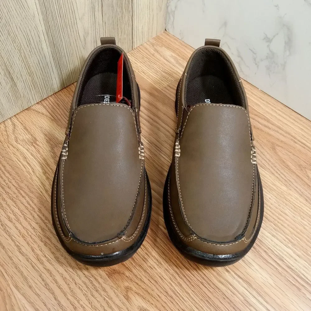 Deer Stags Boys Sz 4M EU‎ 36 Zesty Brown Slip On Loafers Faux Leather